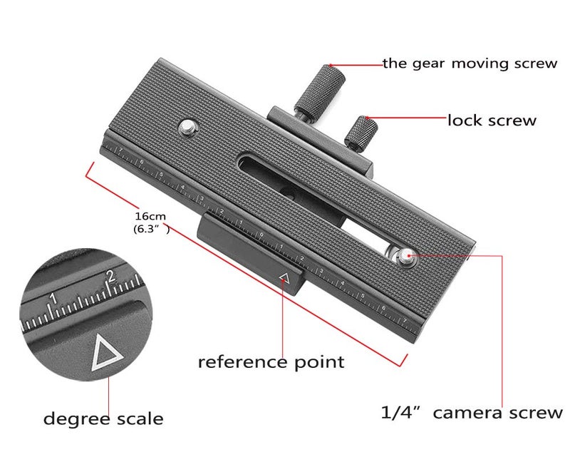 EXMAXÂ® 16cm 2 Way Macro Shot Focusing Focus Rail Slider/Close-up Shooting 1/4 Quick Screw Release Mount Camera Flash Support Plate - Image 3